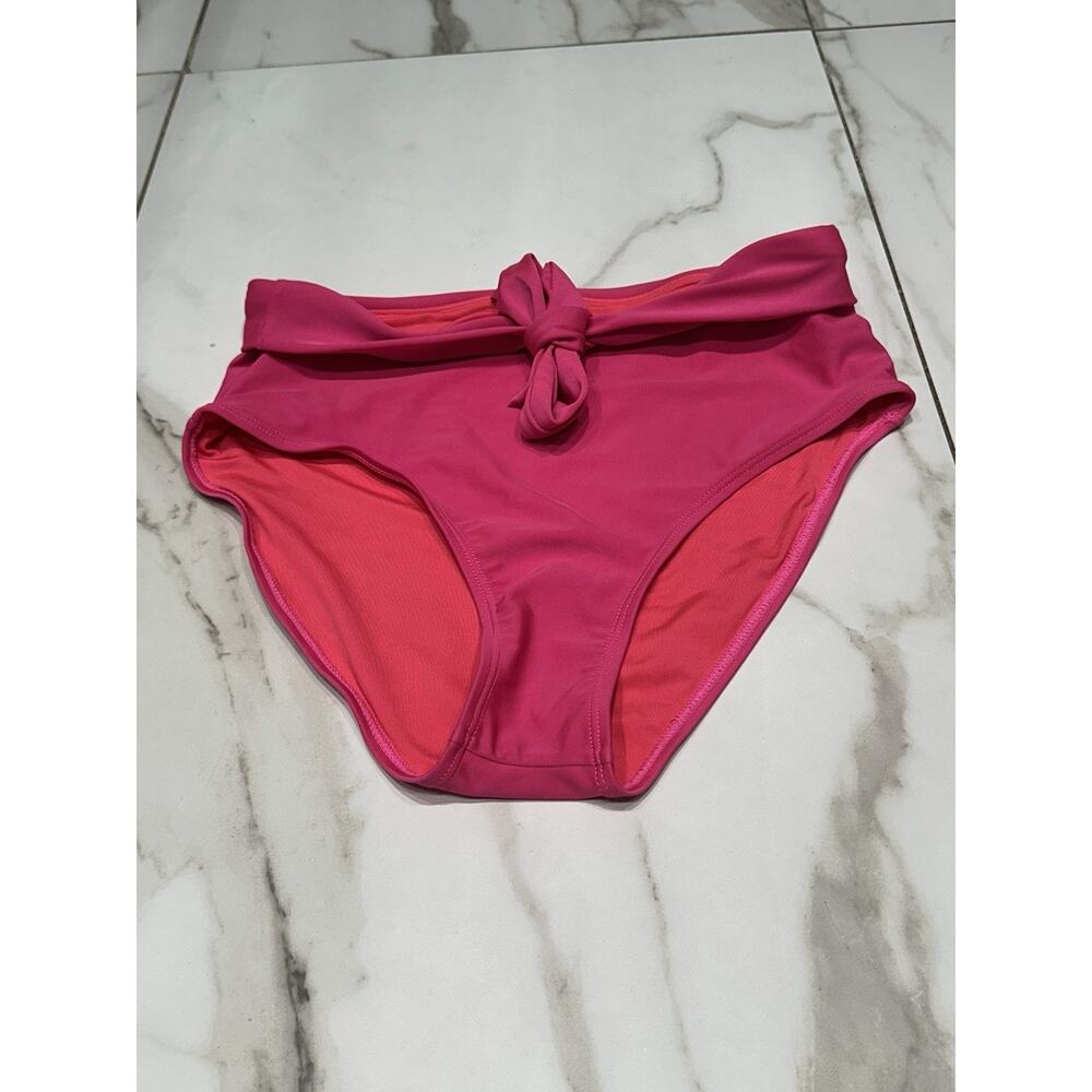 Rellegiga Women’s Pink Tie High Waist Tummy Control Swimsuit Bottoms Size M